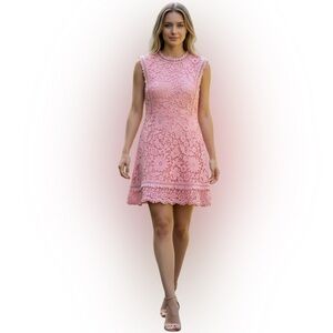 Love Encounter Pink Guipure Lace Crochet Mini Dress Large